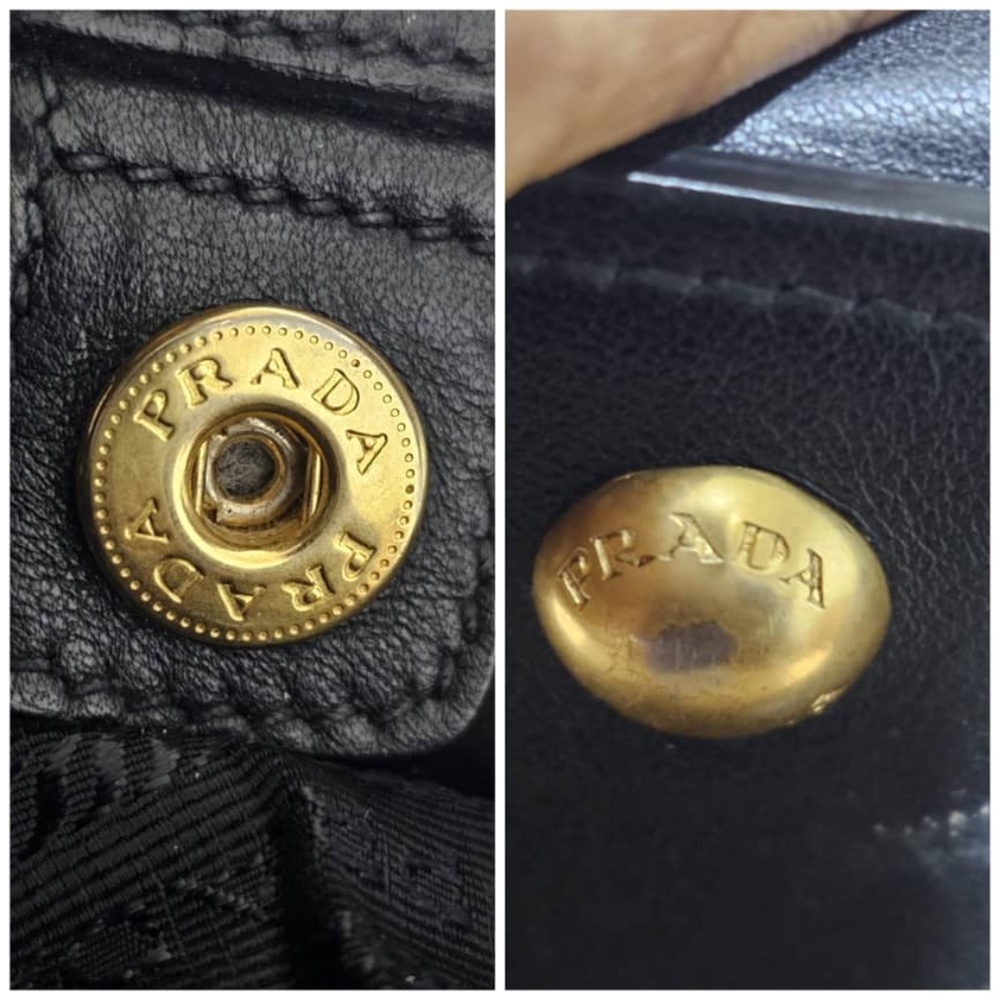 Authentic PRADA Vitello Daino Shopping Tote & Front Pocket Nero Black - Picture 7 of 15